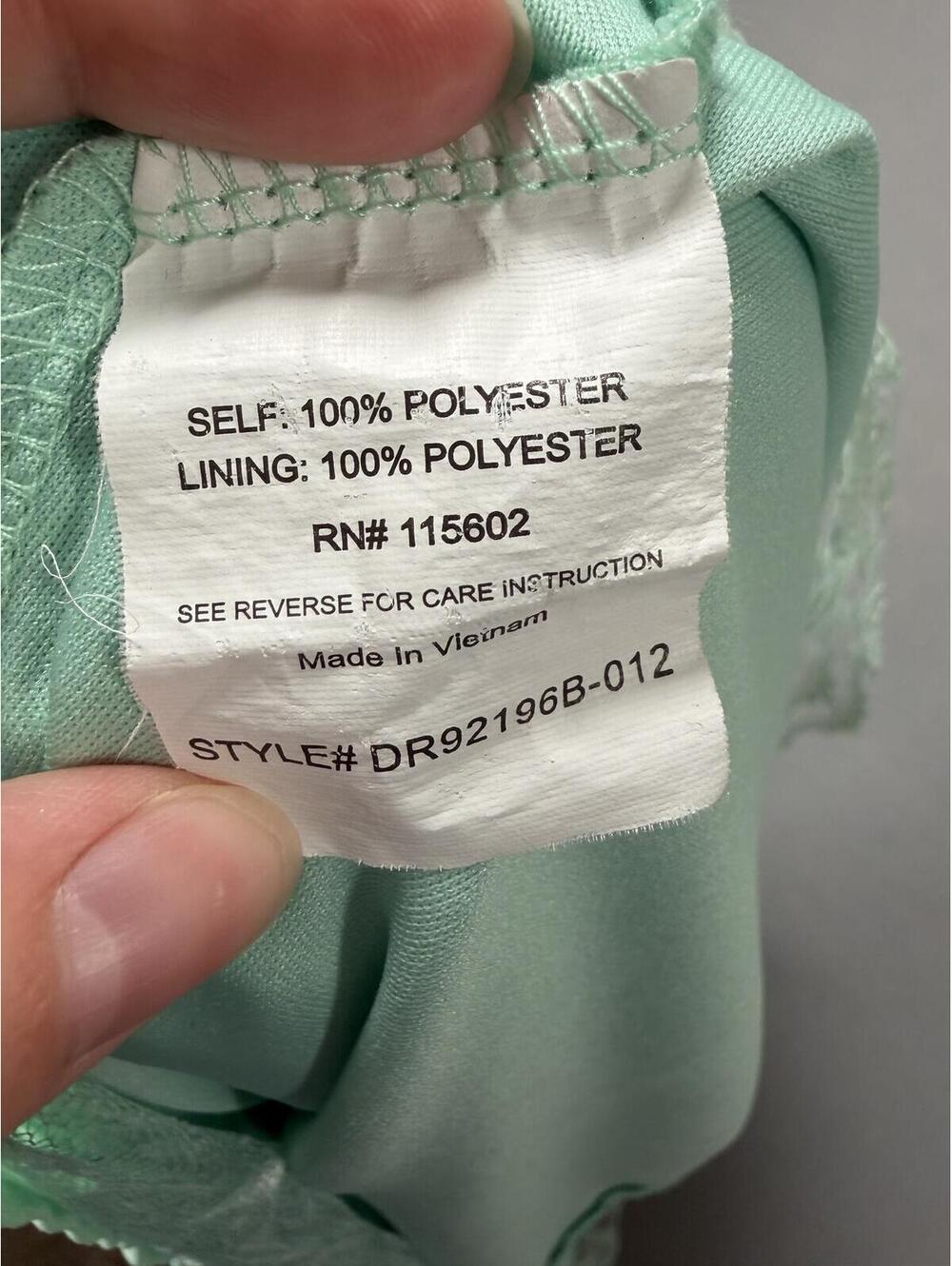 Dina Be Mint Green Chiffon Fit & Flare Dress Lace Hem Sleeveless Halter Size M - Picture 11 of 11